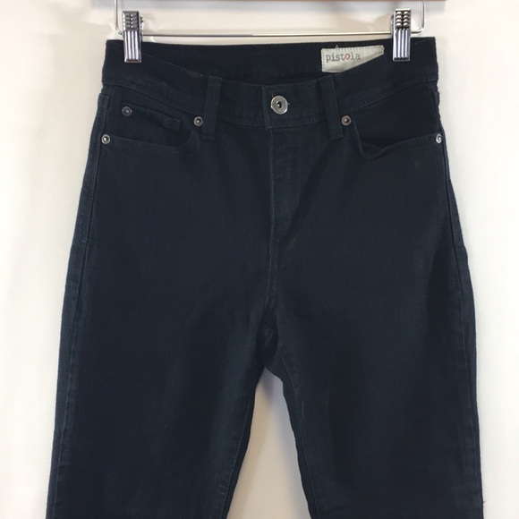 Pistola Black Fringe Straight Leg Jeans Womens 26 Dark Wash Cotton Denim - Picture 2 of 10